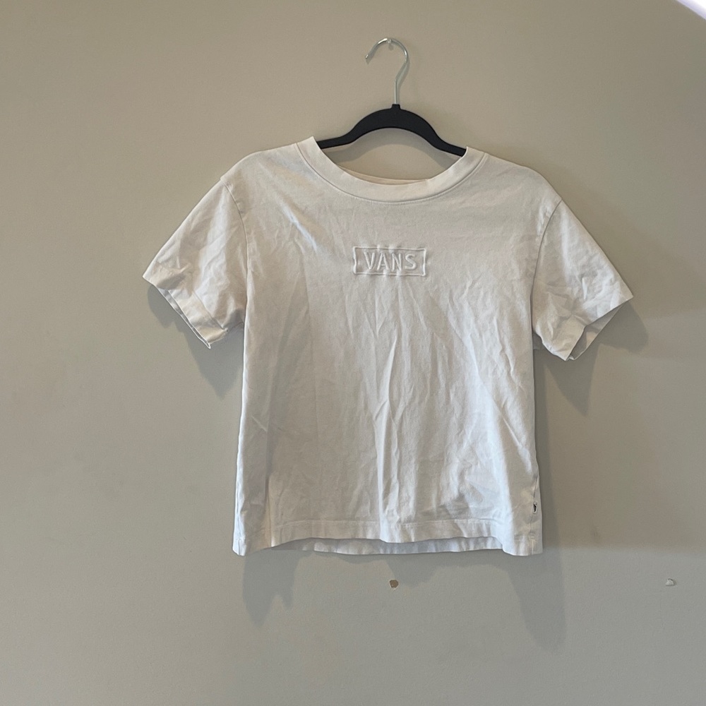 White embroidered vans tee